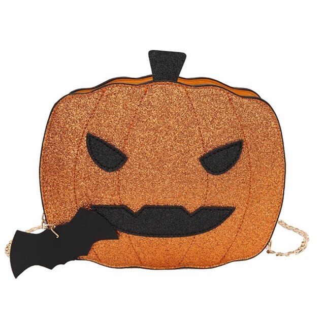 Skórzana torba na ramię 066F z łańcuchem - Dynia Halloween dla kobiet - Wianko - 4
