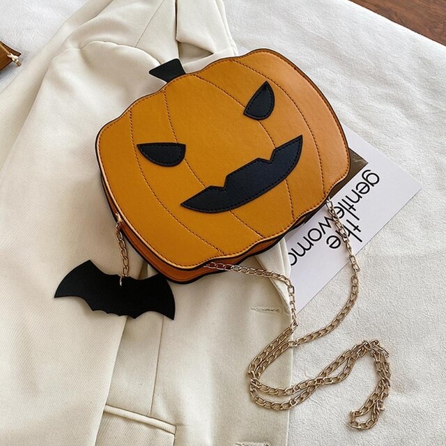 Skórzana torba na ramię 066F z łańcuchem - Dynia Halloween dla kobiet - Wianko - 8