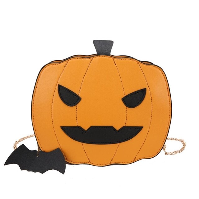 Skórzana torba na ramię 066F z łańcuchem - Dynia Halloween dla kobiet - Wianko - 3