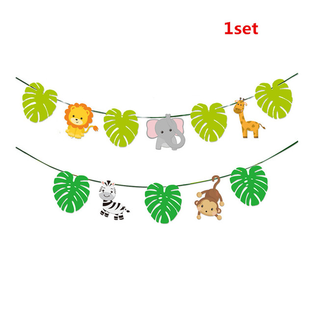 Jednorazowe naczynia na imprezę: Baby Shower dziki urodzinowy safari - talerze, kubki, banner, dekoracje (tropikalna dżungla) - chłopiec, dziewczynka - Wianko - 9