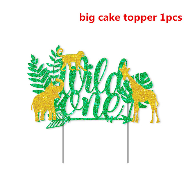 Jednorazowe naczynia na imprezę: Baby Shower dziki urodzinowy safari - talerze, kubki, banner, dekoracje (tropikalna dżungla) - chłopiec, dziewczynka - Wianko - 8