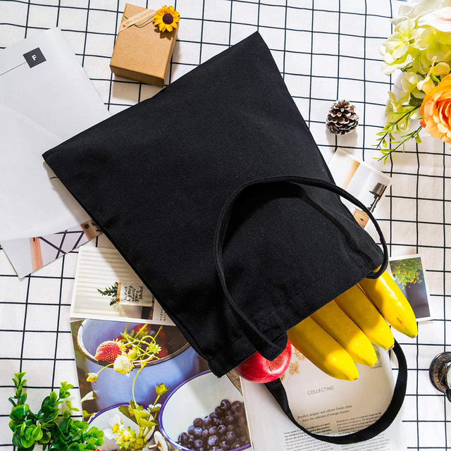Damska torba na zakupy z tkaniny w modnym klasycznym wzorze serii Serce - wielokrotnego użytku, czarny wydruk na płótnie, duża pojemność - Wianko - 9