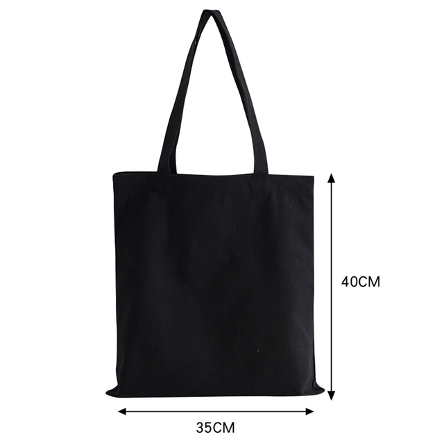 Damska torba na zakupy z tkaniny w modnym klasycznym wzorze serii Serce - wielokrotnego użytku, czarny wydruk na płótnie, duża pojemność - Wianko - 6