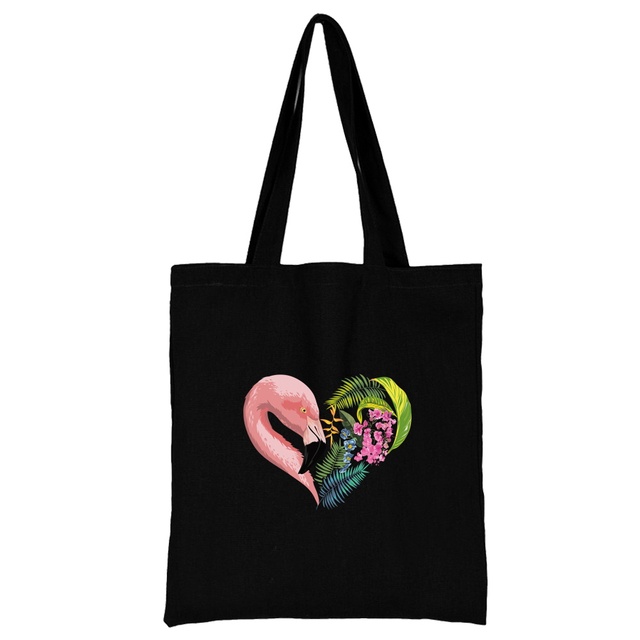 Damska torba na zakupy z tkaniny w modnym klasycznym wzorze serii Serce - wielokrotnego użytku, czarny wydruk na płótnie, duża pojemność - Wianko - 26