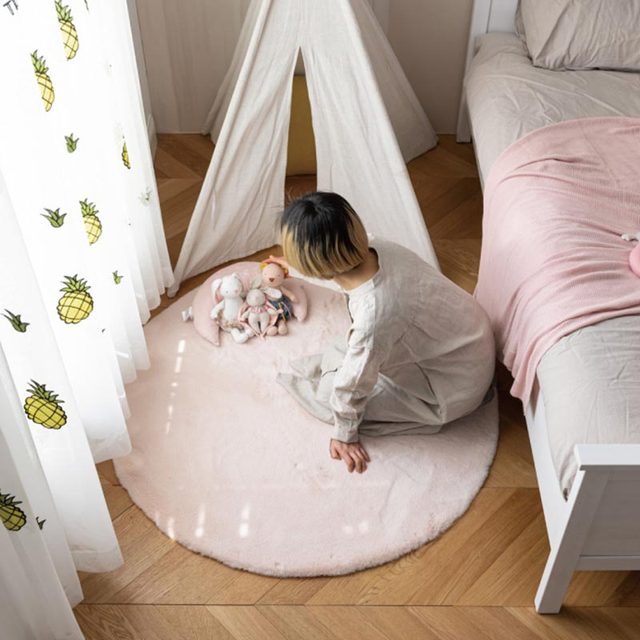 Faux futro okrągłe dywaniki dla dzieci do sypialni i salonu, białe - Wianko - 3