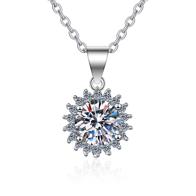 Naszyjnik Moissanite słonecznik 5CT srebrny - Wianko - 4