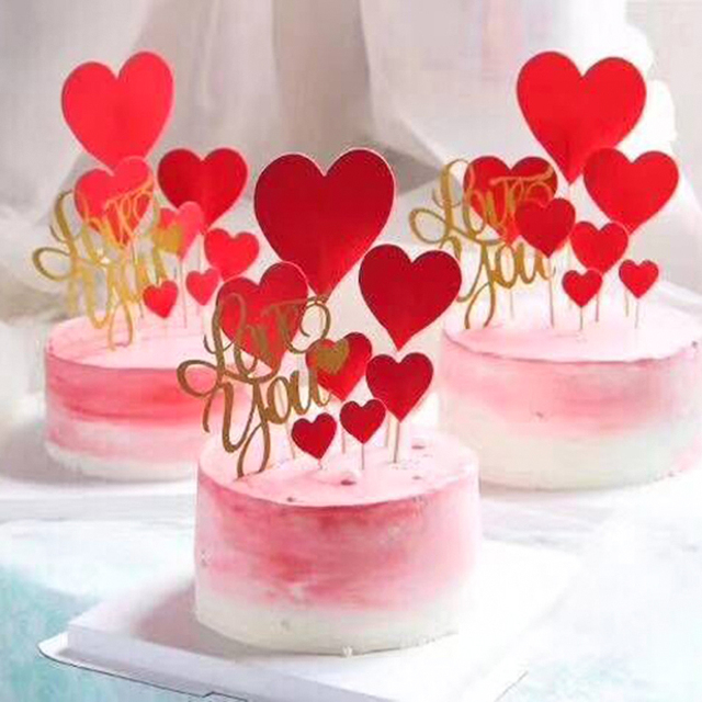 Zestaw 7 złotych dekoracji w kształcie serca na tort weselny - elegancki prezent na ślub, urodziny i baby shower - Wianko - 18
