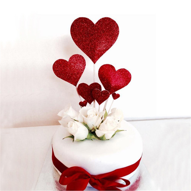 Zestaw 7 złotych dekoracji w kształcie serca na tort weselny - elegancki prezent na ślub, urodziny i baby shower - Wianko - 10