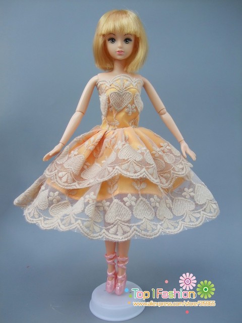 Krótka żółta sukienka dla Barbie - darmowa wysyłka, idealna na urodziny lub noworoczny prezent dla dziewczynki - Wianko - 2