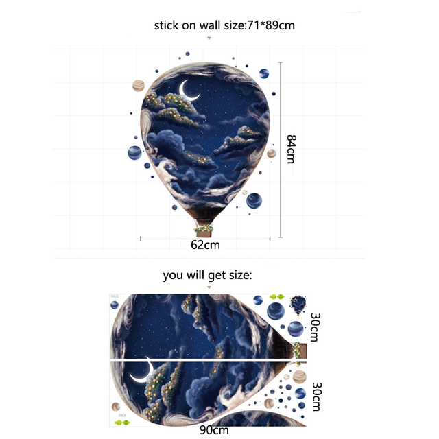 Naklejka 3D dla dziewczęcego pokoju - dekoracja ściany z balonami w chmurach - Wianko - 7