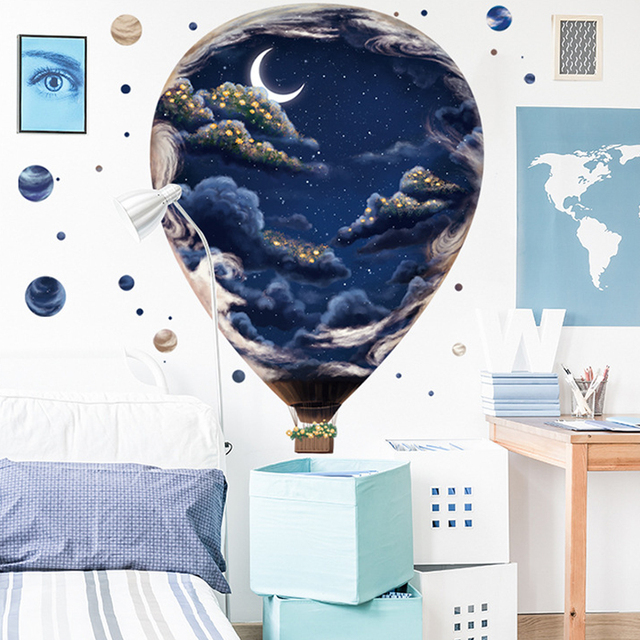 Naklejka 3D dla dziewczęcego pokoju - dekoracja ściany z balonami w chmurach - Wianko - 6