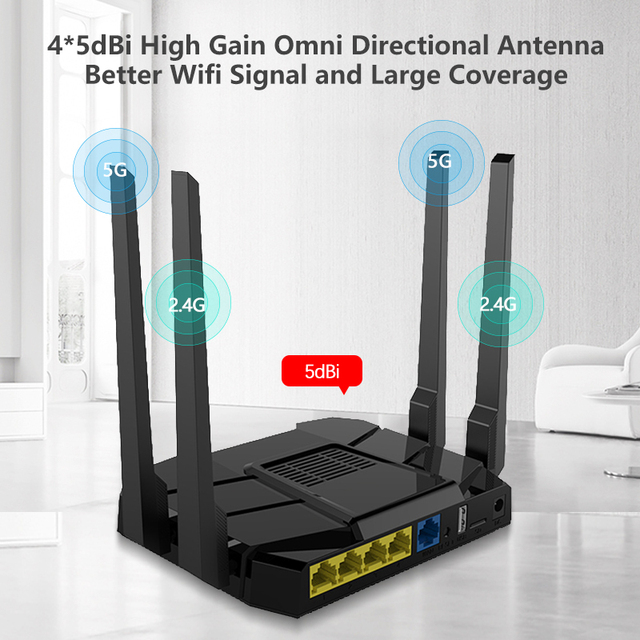 Bezprzewodowy Router Wi-Fi Cioswi z dwuzakresowym przełącznikiem do 1200 Mb/s, wsparcie dla 30 urządzeń online, antena dalekiego zasięgu MTK7628N - Wianko - 3