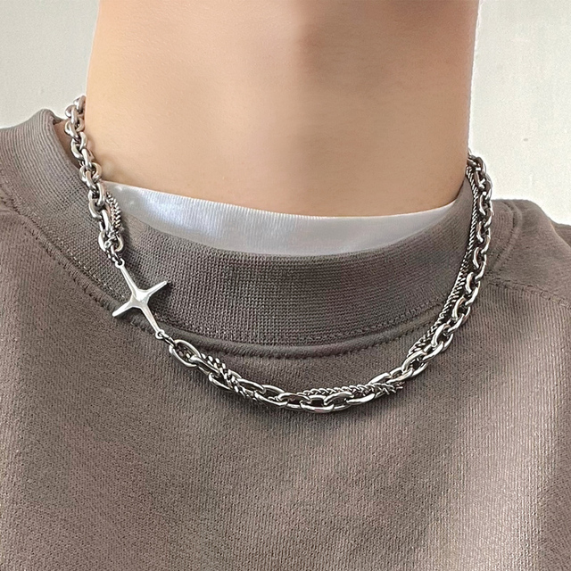 Naszyjnik choker Hip Hop ze stali nierdzewnej z kryształowym krzyżem - Wianko - 16