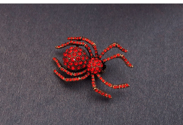 Duża broszka vintage owad pająk z kryształkami rhinestone w formie pinu, idealna biżuteria do garnituru dla mężczyzn i kobiet - najlepszy prezent - Wianko - 10