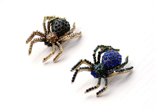 Duża broszka vintage owad pająk z kryształkami rhinestone w formie pinu, idealna biżuteria do garnituru dla mężczyzn i kobiet - najlepszy prezent - Wianko - 12