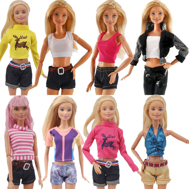 Zestaw ubranek Barbie: dżinsowa mini sukienka, codzienna moda, akcesoria dla lalki - Wianko - 1