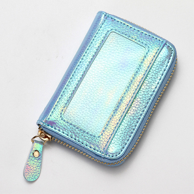 Etui na karty kredytowe damskie zabezpieczające portfel RFID skórzane 15-kieszeniowe kolor: fioletowy/niebieski/różowy - Wianko - 21