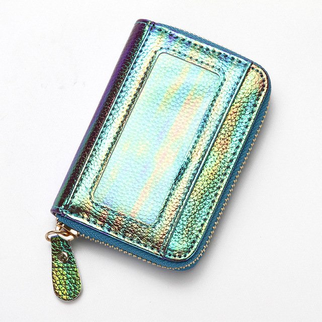 Etui na karty kredytowe damskie zabezpieczające portfel RFID skórzane 15-kieszeniowe kolor: fioletowy/niebieski/różowy - Wianko - 23