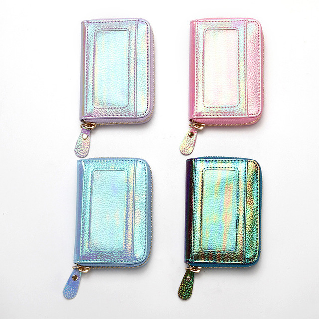 Etui na karty kredytowe damskie zabezpieczające portfel RFID skórzane 15-kieszeniowe kolor: fioletowy/niebieski/różowy - Wianko - 24