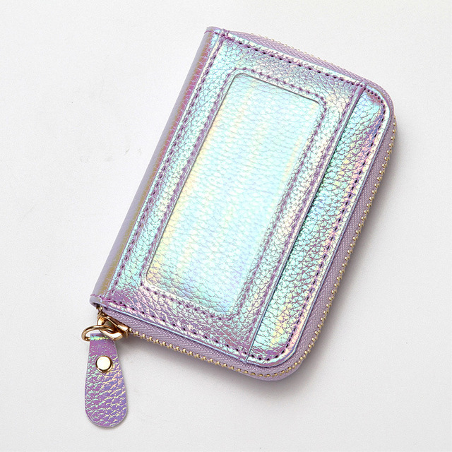 Etui na karty kredytowe damskie zabezpieczające portfel RFID skórzane 15-kieszeniowe kolor: fioletowy/niebieski/różowy - Wianko - 20