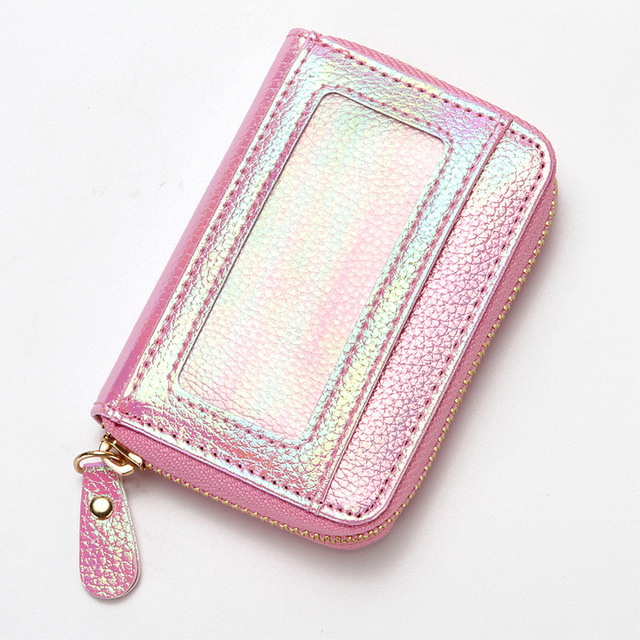 Etui na karty kredytowe damskie zabezpieczające portfel RFID skórzane 15-kieszeniowe kolor: fioletowy/niebieski/różowy - Wianko - 22