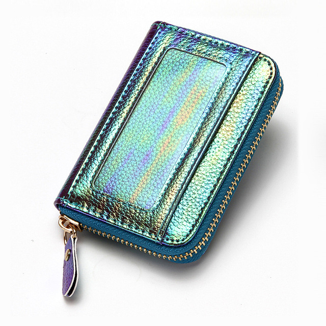Etui na karty kredytowe damskie zabezpieczające portfel RFID skórzane 15-kieszeniowe kolor: fioletowy/niebieski/różowy - Wianko - 8