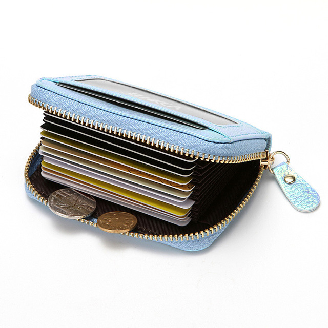 Etui na karty kredytowe damskie zabezpieczające portfel RFID skórzane 15-kieszeniowe kolor: fioletowy/niebieski/różowy - Wianko - 11
