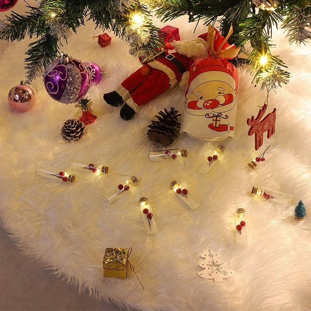 Biała świąteczna mata choinkowa pluszowy dywan Xmas 90x122 cm - Wianko - 7