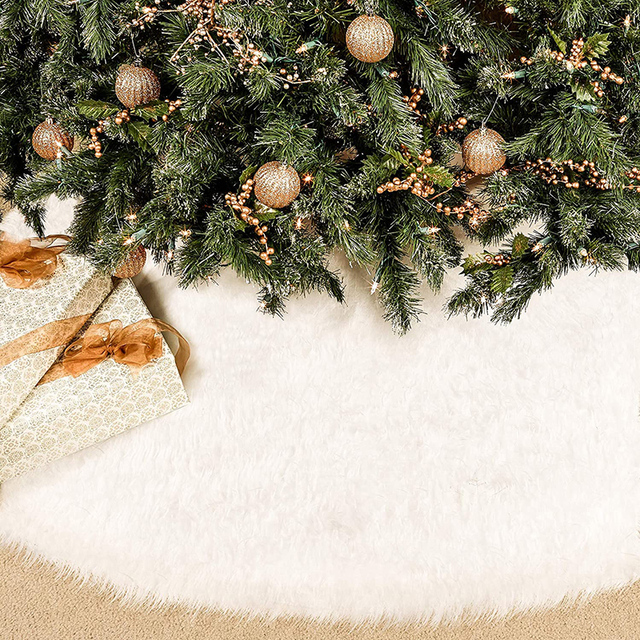 Biała świąteczna mata choinkowa pluszowy dywan Xmas 90x122 cm - Wianko - 1