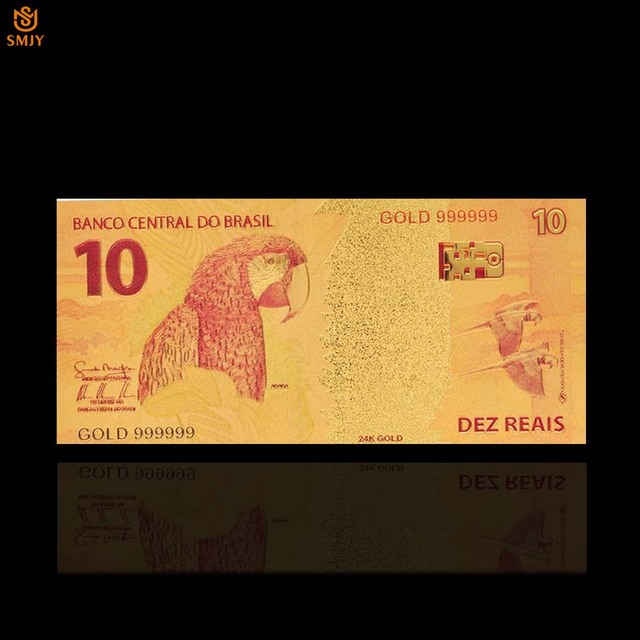10 sztuk ładnych brazylijskich złotych banknotów 10 Reais 24k pozłacane replika kolekcjonerska - Wianko - 33