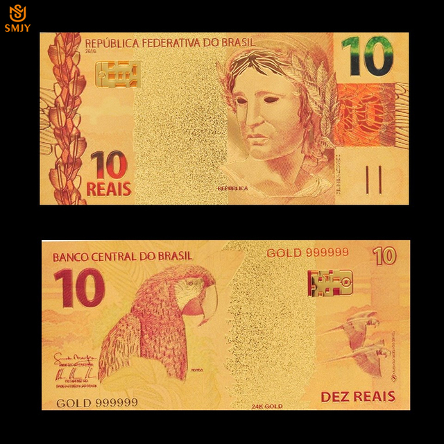 10 sztuk ładnych brazylijskich złotych banknotów 10 Reais 24k pozłacane replika kolekcjonerska - Wianko - 29