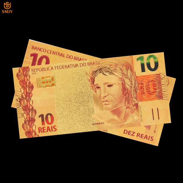 10 sztuk ładnych brazylijskich złotych banknotów 10 Reais 24k pozłacane replika kolekcjonerska - Wianko - 30