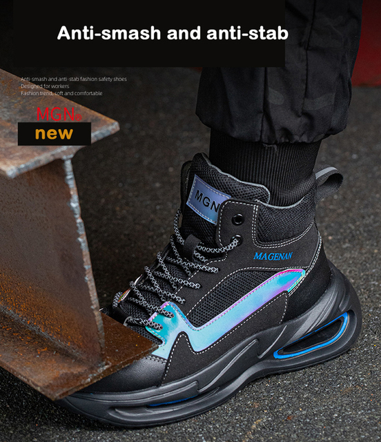 Nowe buty ochronne męskie z palcami stalowymi, odporne na przebicie - Wianko - 4
