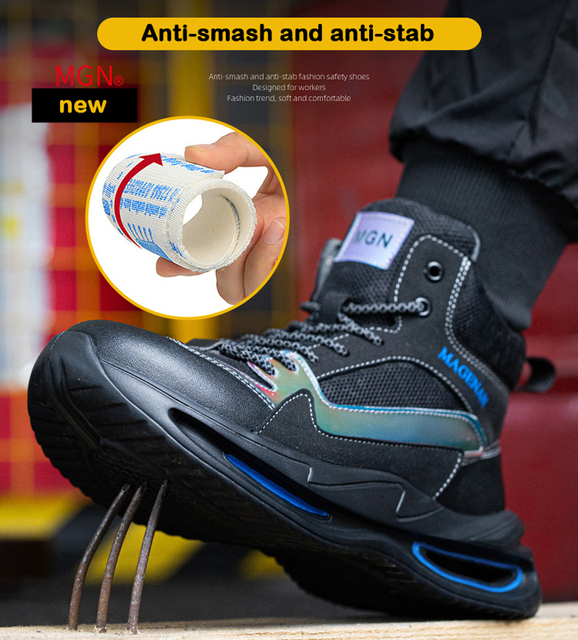 Nowe buty ochronne męskie z palcami stalowymi, odporne na przebicie - Wianko - 7