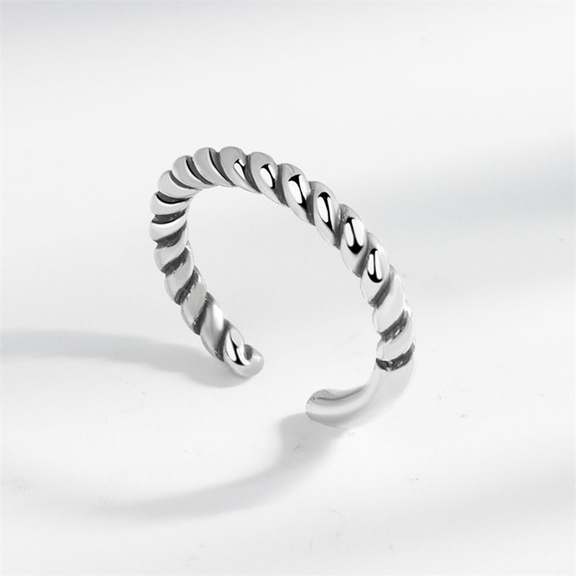Pierścień QMCOCO 925 srebrny, vintage, o nieregularnym wzorze, dla pary, otwarty, ręcznie robiony, idealny na prezent urodzinowy - Wianko - 16