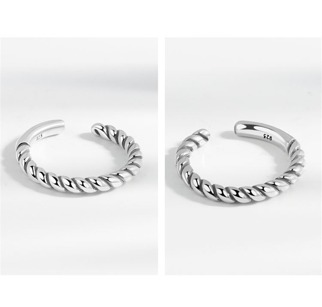 Pierścień QMCOCO 925 srebrny, vintage, o nieregularnym wzorze, dla pary, otwarty, ręcznie robiony, idealny na prezent urodzinowy - Wianko - 12