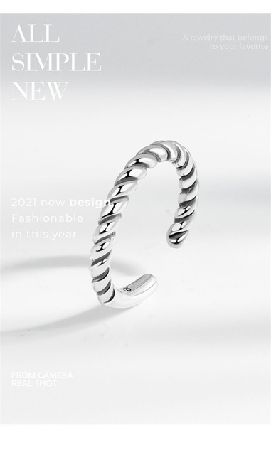 Pierścień QMCOCO 925 srebrny, vintage, o nieregularnym wzorze, dla pary, otwarty, ręcznie robiony, idealny na prezent urodzinowy - Wianko - 10