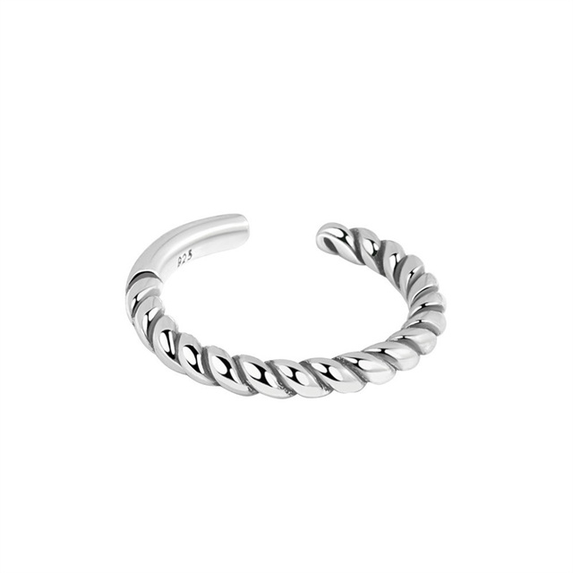 Pierścień QMCOCO 925 srebrny, vintage, o nieregularnym wzorze, dla pary, otwarty, ręcznie robiony, idealny na prezent urodzinowy - Wianko - 15