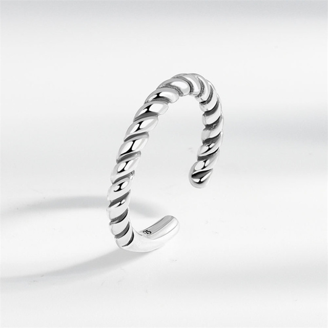 Pierścień QMCOCO 925 srebrny, vintage, o nieregularnym wzorze, dla pary, otwarty, ręcznie robiony, idealny na prezent urodzinowy - Wianko - 17