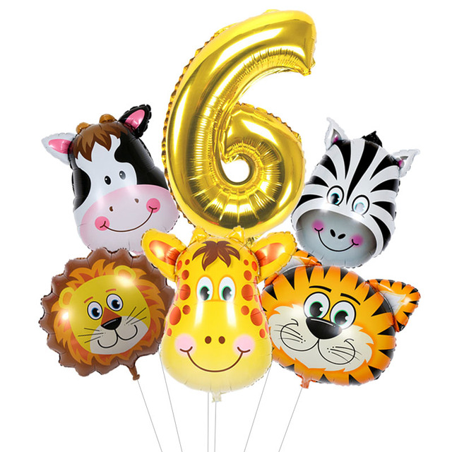 Mini zestaw balonów zwierzęcych: tygrys, lew, jeleń, zebra - 32 cale, cyfry, dekoracje na urodziny dziecięce - Wianko - 5
