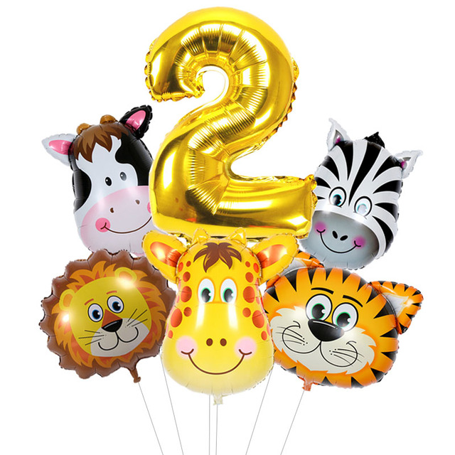 Mini zestaw balonów zwierzęcych: tygrys, lew, jeleń, zebra - 32 cale, cyfry, dekoracje na urodziny dziecięce - Wianko - 6