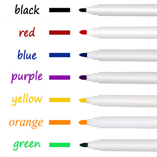 Tablica biała z 8 sztukami długopisów z gumką - marker zmywalny, pisanie magnetyczne, akwarelowy pisak - biuro szkolne - Wianko - 9