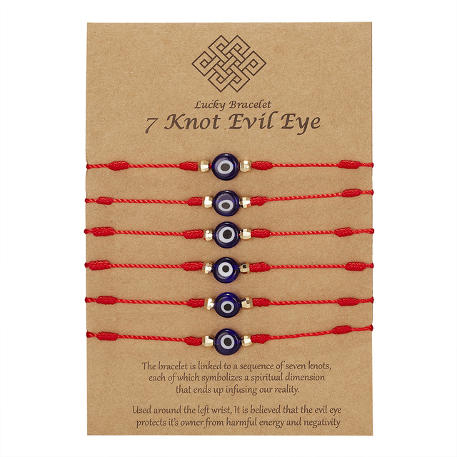 Bransoletka Evil Eye handmade, 6 sztuk w zestawie, niebieski koralikowy lina-łańcuch z kryształowymi elementami - biżuteria dla kobiet (tytuł finalny) - Wianko - 74