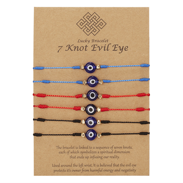 Bransoletka Evil Eye handmade, 6 sztuk w zestawie, niebieski koralikowy lina-łańcuch z kryształowymi elementami - biżuteria dla kobiet (tytuł finalny) - Wianko - 73