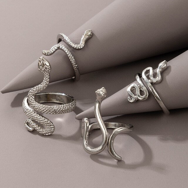 Dopasowany zestaw pierścieni węża dla kobiet – biżuteria młodzieżowa 2021 - Wianko - 4