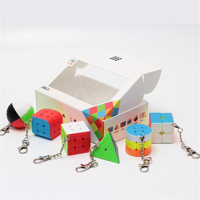 Zestaw 2x2x2 i 3x3x3 magicznych kostek Zcube Mini, cylindryczne piramidy, brelok-piłeczka, zabawka edukacyjna - Wianko - 1