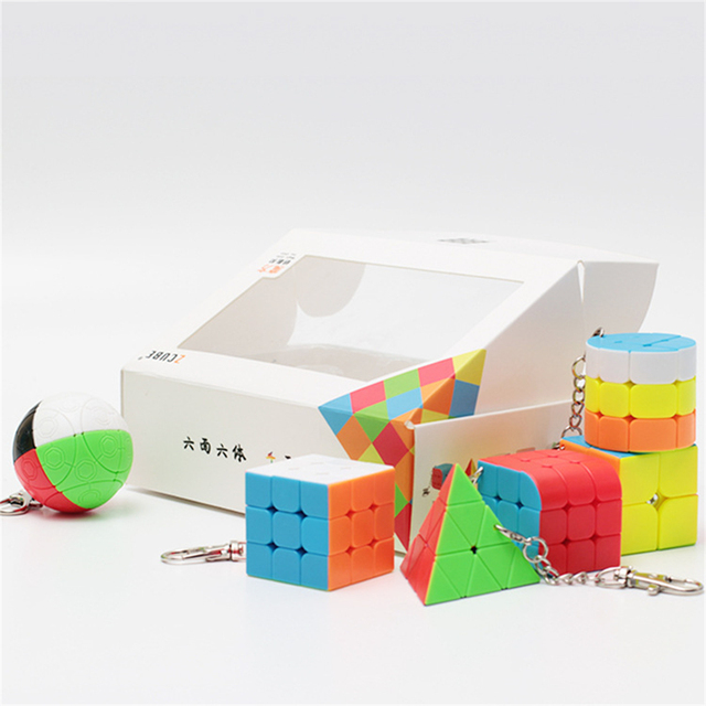 Zestaw 2x2x2 i 3x3x3 magicznych kostek Zcube Mini, cylindryczne piramidy, brelok-piłeczka, zabawka edukacyjna - Wianko - 4
