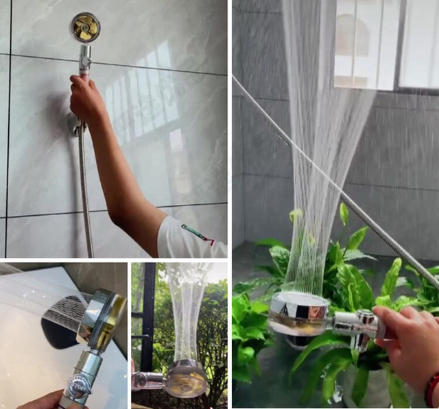 Prysznic ręczny z obrotowymi opadami 360 stopni, rozpylacz ciśnieniowy, oszczędzanie wody - Wianko - 12
