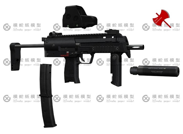 Pistolet maszynowy MP7A1 z papieru 3D - Model do ręcznej pracy - Wianko - 5