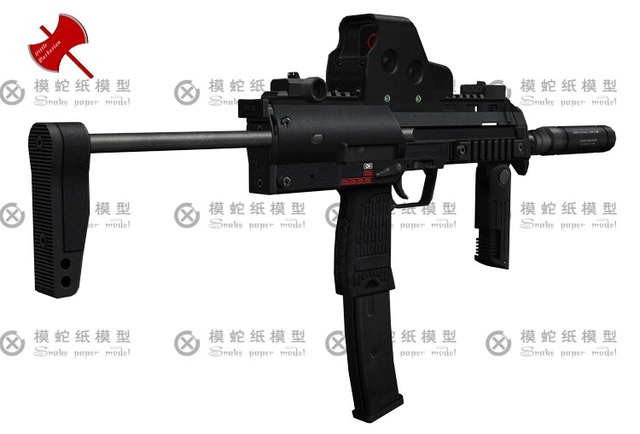 Pistolet maszynowy MP7A1 z papieru 3D - Model do ręcznej pracy - Wianko - 4